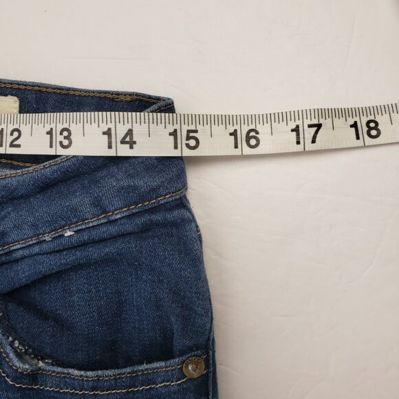 Pistola 28 Ripped Distressed Low Rise Jeans Blue Zippered Legs Pants - Picture 9 of 14